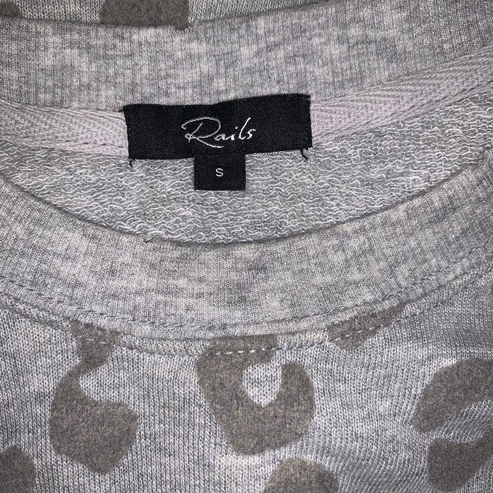 Rails Marlo Flocked Heather Grey Leopard Print Pullover Crewneck Sweatshirt - Picture 4 of 8